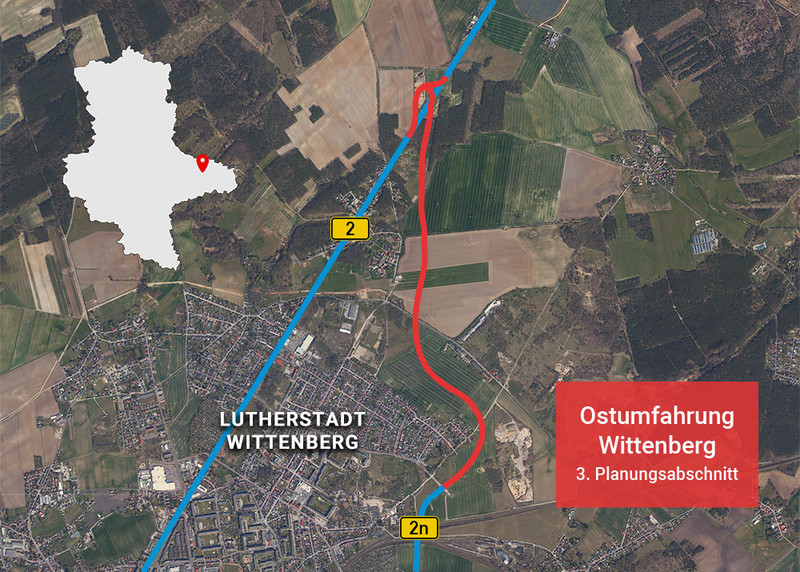 Verlaufsskizze der Ostumgehung Wittenberg, 3. Planungsabschnitt